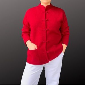 Talbots Red Mandarin collar Wool Sweater, size Small